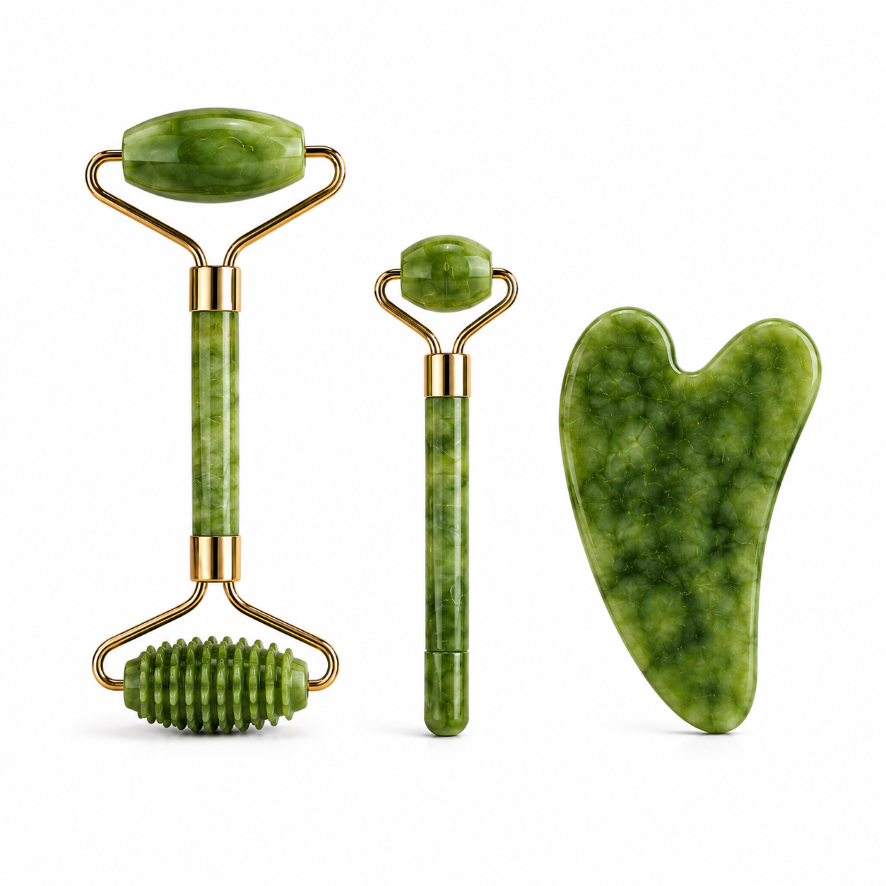 MuscleGum™ – Jaw Trainer (x2) + Gua Sha Jade + Roller en jade