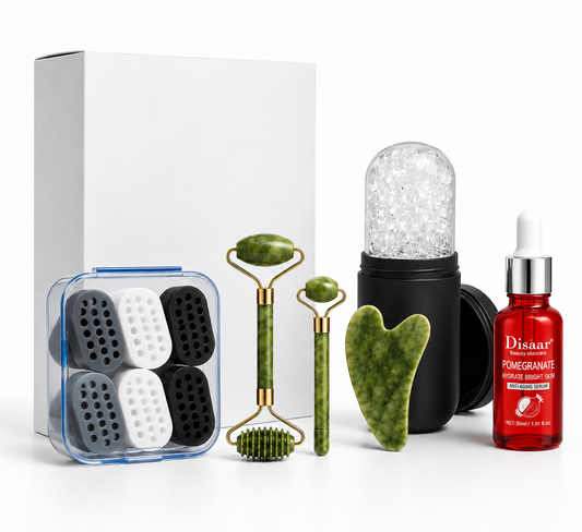 Pack Complet Visage – Jaw Trainer + Ice Roller + Gua Sha + Roller Jade + Sérum