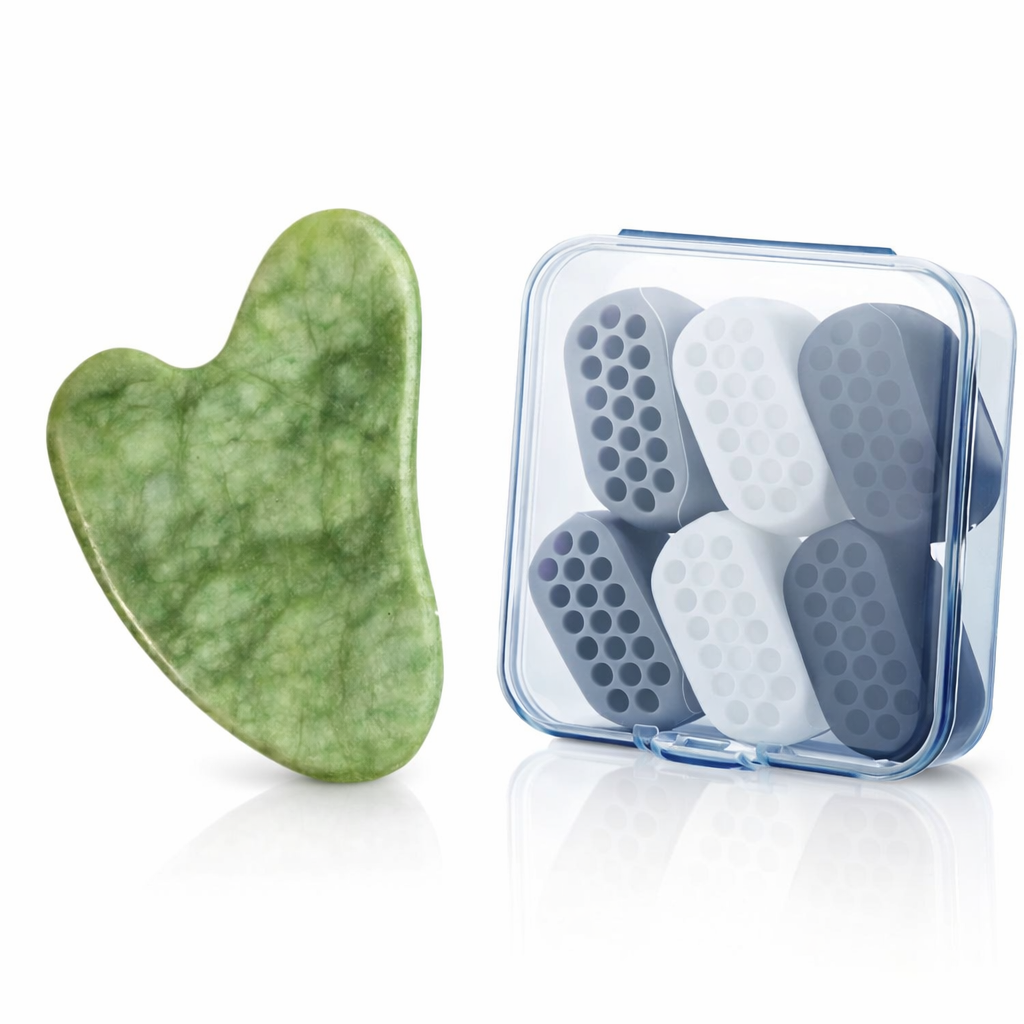 MuscleGum™ – Jaw Trainer (Pack 6) + Gua Sha